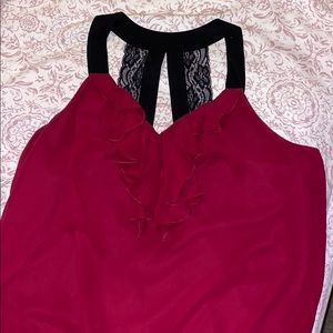 Maurices Tops - Lace Racerback Magenta Tank w/ Ruching Maurices Tops - Lace Racerback Magenta Tank w/ Ruching